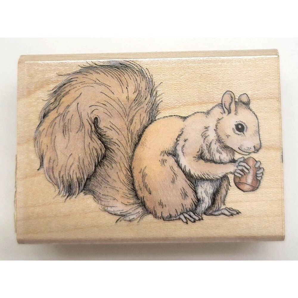 Stampede Squirrel With Acorn Wood Mounted Rubber Stamp Animal Woodland Preowned